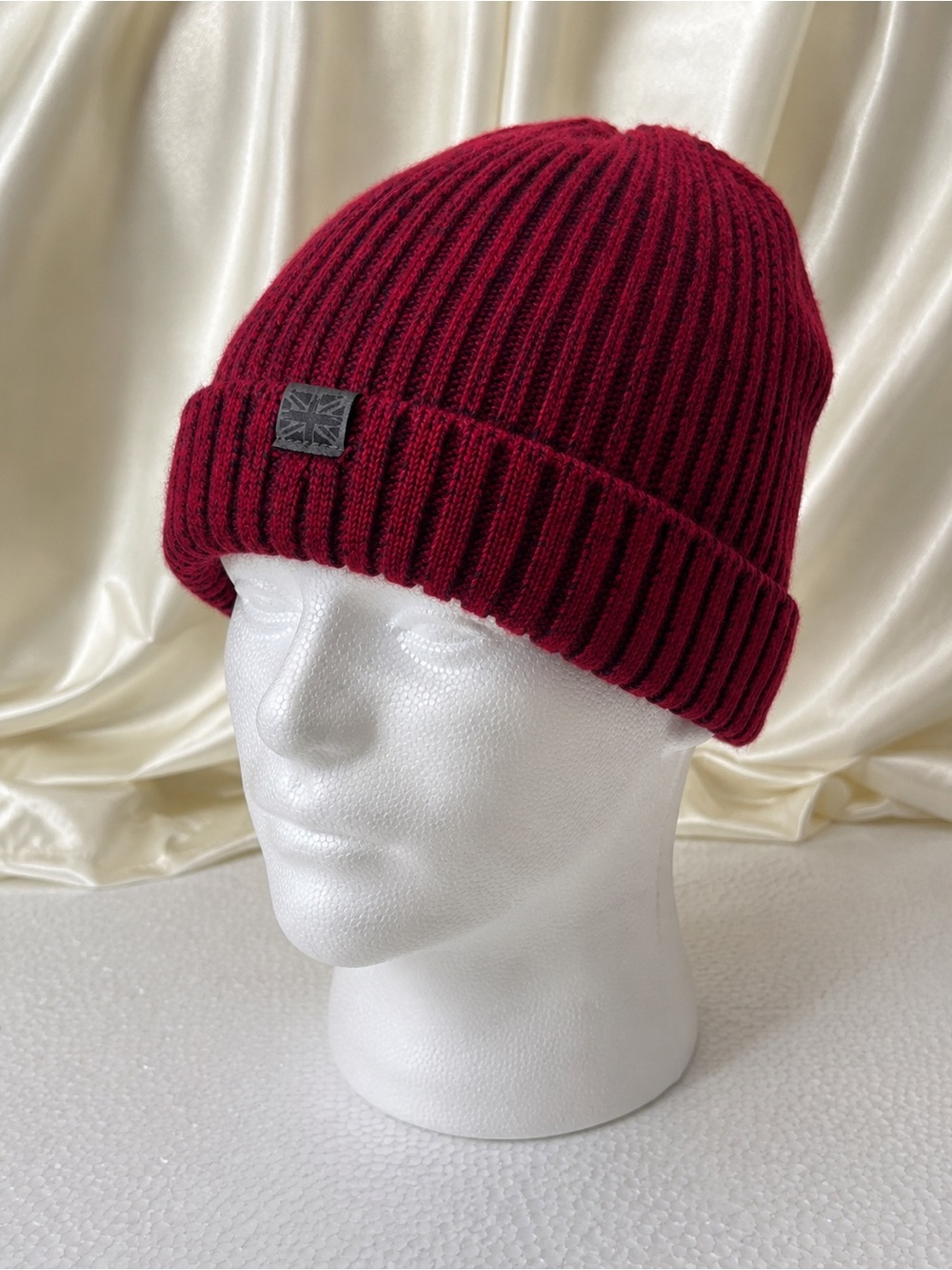 Britts Knits Men’s Winter Harbor Hat – Red & Black Marled Knit | Faux Fur Lined